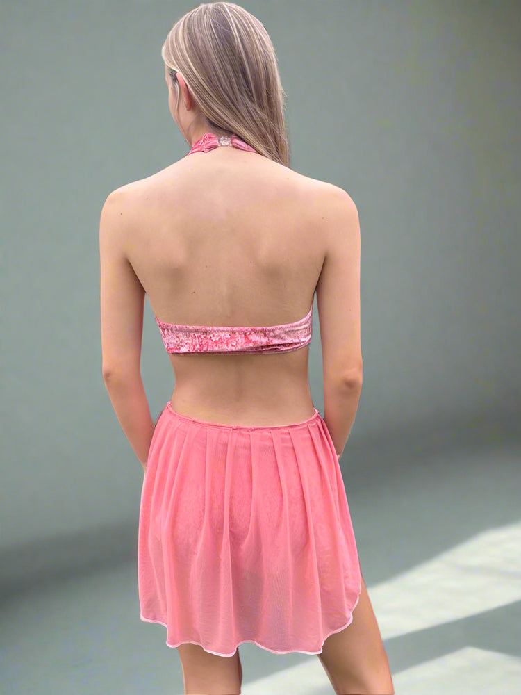 Eadie skirted leotard - Dusky Pink