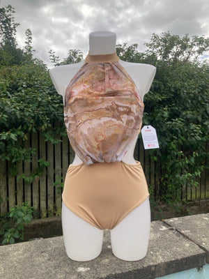 Darcey Leotard - Nude marble twinkle mesh (Adult Small)