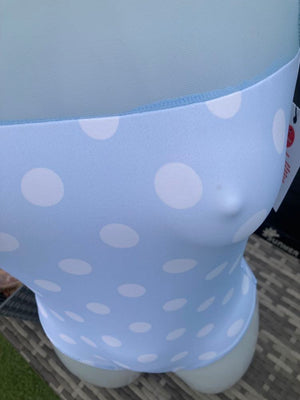 Flossy Leotard - Blue Polka Dot *slight imperfection* (11 - 12)