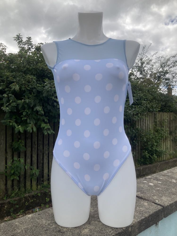 Flossy Leotard - Blue Polka Dot *slight imperfection* (11 - 12)