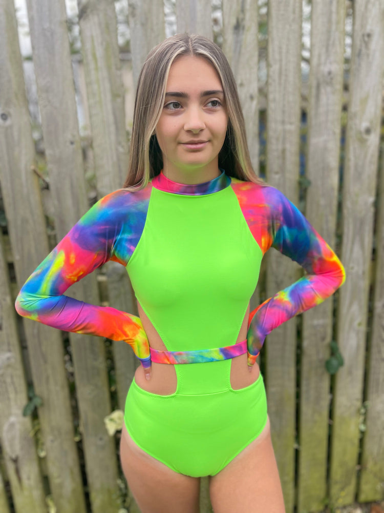 Bella Leotard - Neon Green/Mystical - Adult Small