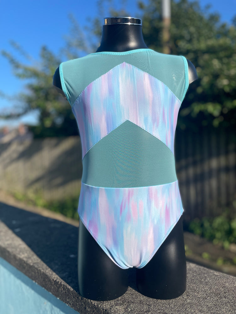 Sleeveless Vortex Leotard - Aqua Azure