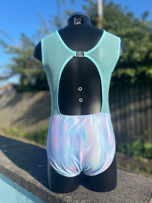 Sleeveless Vortex Leotard - Aqua Azure