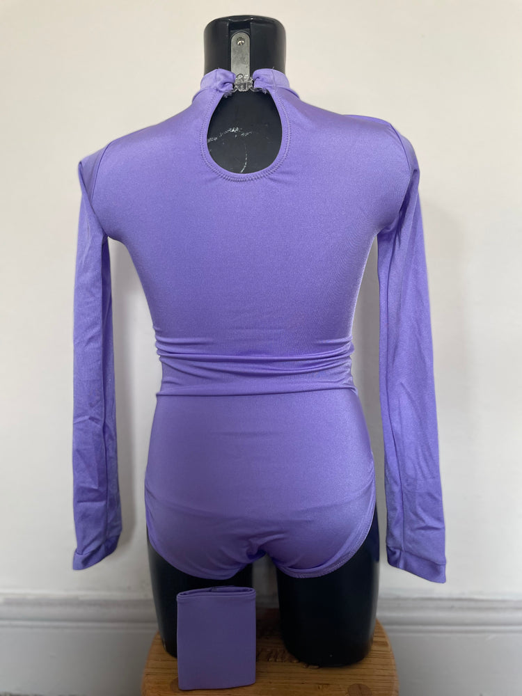 Long Sleeved Plainwear Leotard & Pony cone - Age 11-12 - Shiny Lilac