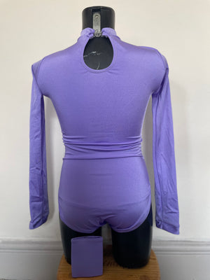 Long Sleeved Plainwear Leotard & Pony cone - Age 11-12 - Shiny Lilac