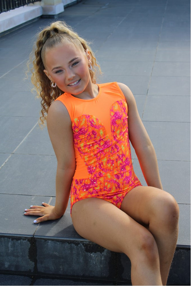 Lydia Leotard - Orange/Pink