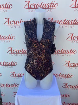 Sleeveless Nicole Leotard - Black Leopard (Adult Small)
